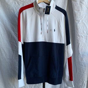Polo Ralph Lauren 1/4 Zip Color-Block Cotton Pullover Sweatshirt